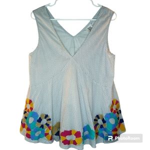 Ivy Jane Women's Size Small Sleeveless Top Cotton Colorful Embroidery